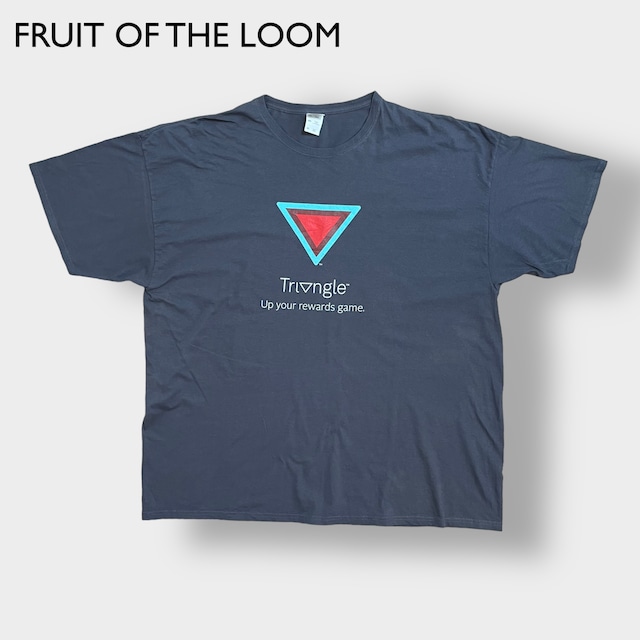 【FRUIT OF THE LOOM】3XL ビッグサイズ トライアングル ロゴ Tシャツ バックプリント チャコールグレー 半袖 us古着