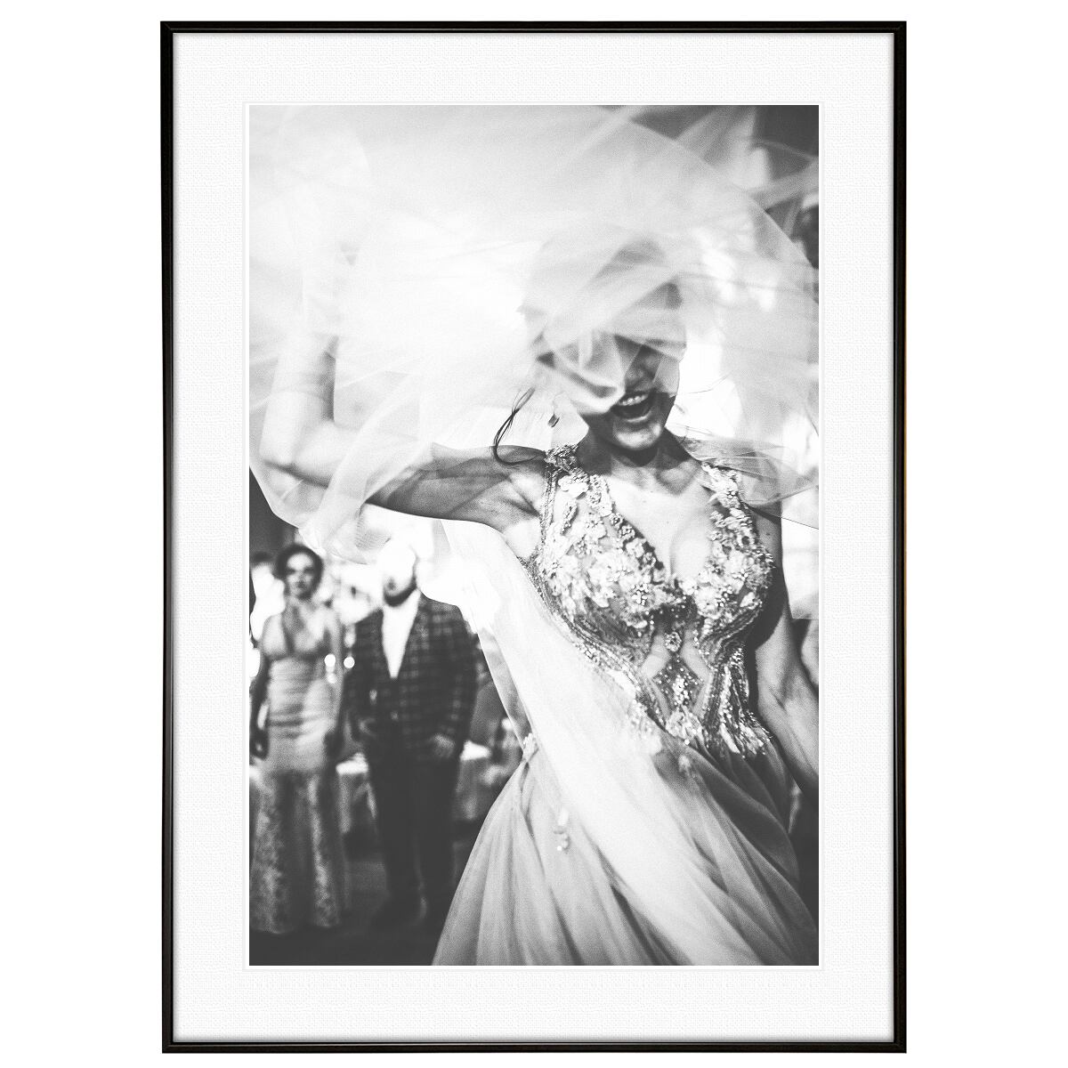 人物写真 ウェディングドレスを着た女性 インテリアアート モノクロポスター額装 AS3050