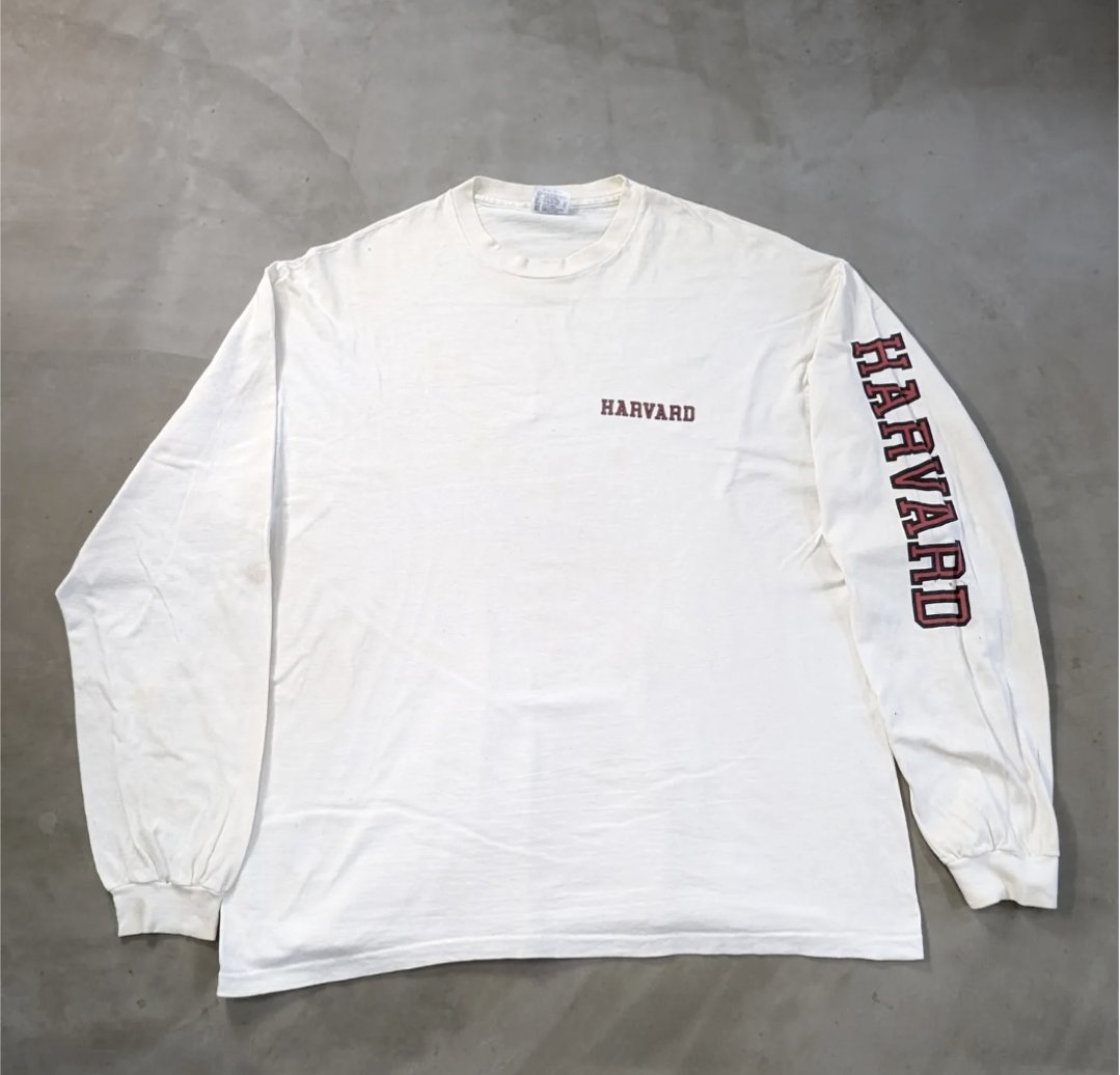90s "HARVARD" college print l/s tee 小岩店