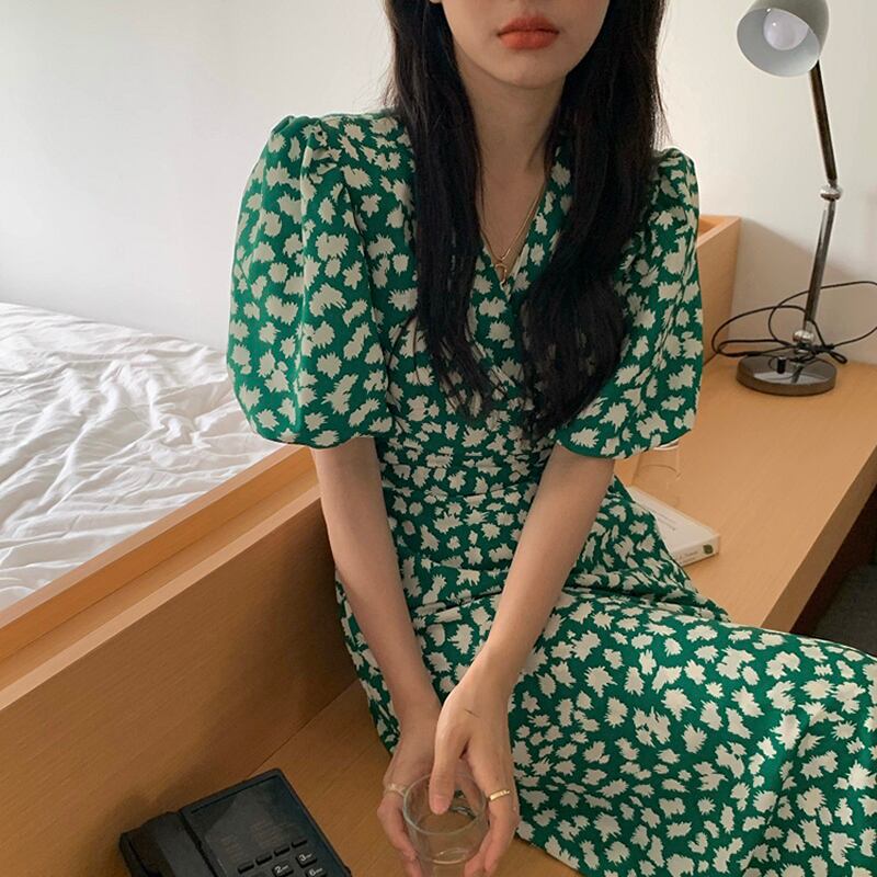 ウェストドレス レディースサマースリムスリーブフローラルミディスカート 夏物 ハーネス ベルト 花柄 ビッグFスモールZ韓国44616820508