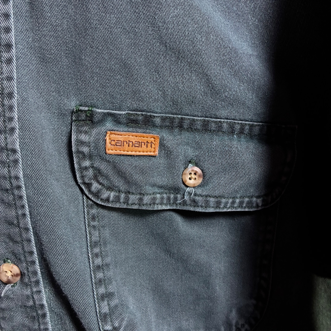 90s Carhartt ダックシャツ ペンキ リアルワーク グリーン カーハート