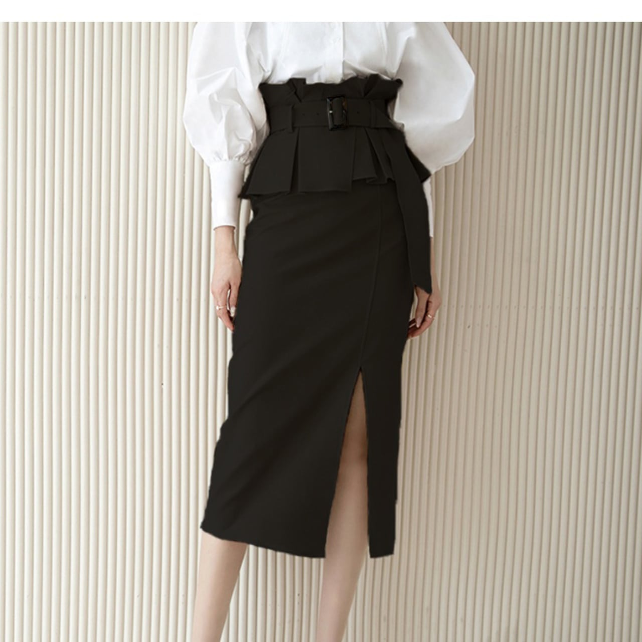 High Waist Belted Skirt L00647
