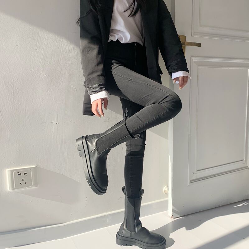 ブラックジーンズ オータムウィンター薄手パンツ 秋物 冬物 スーパーモール99719418433