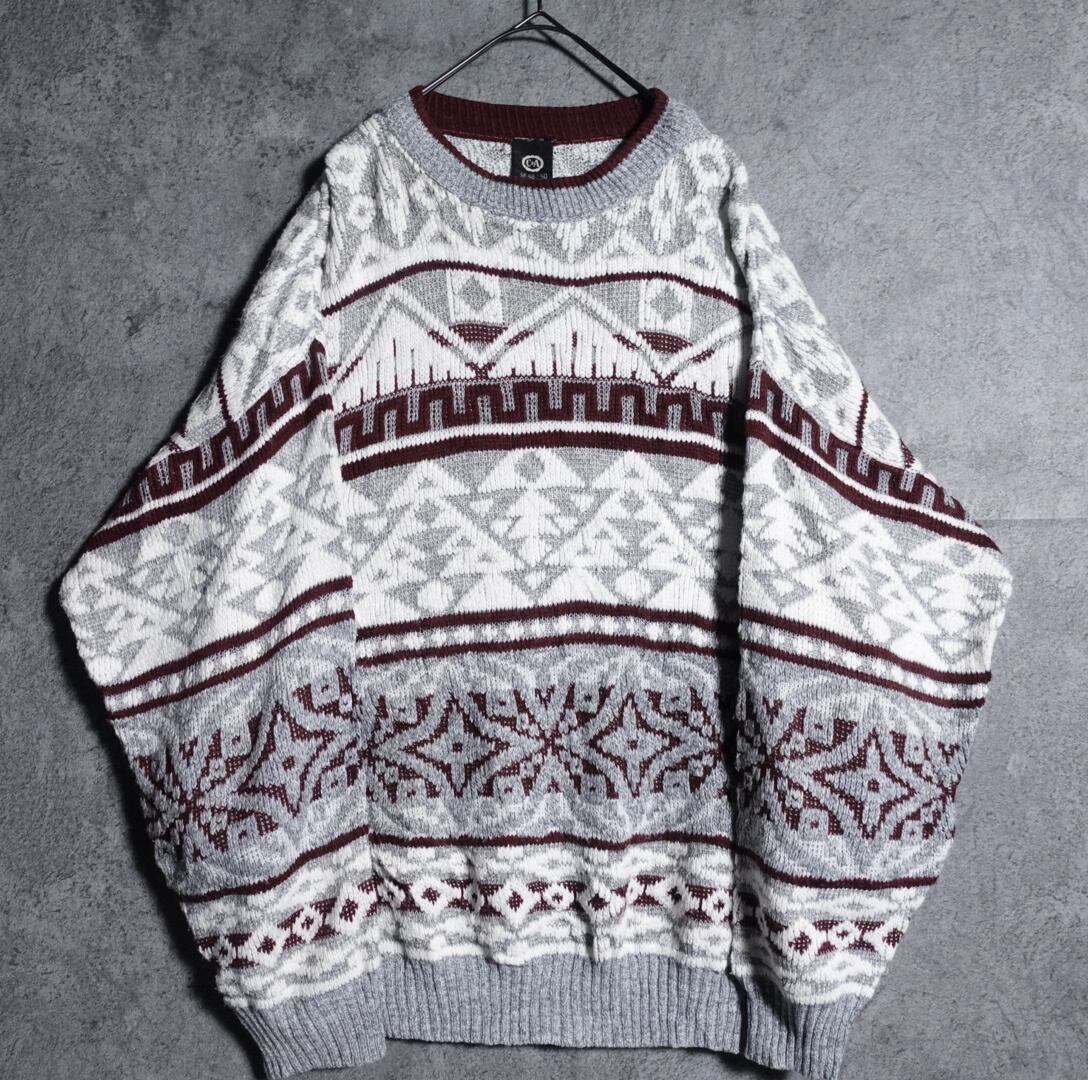 Geometric Motif Design Oversized Knit