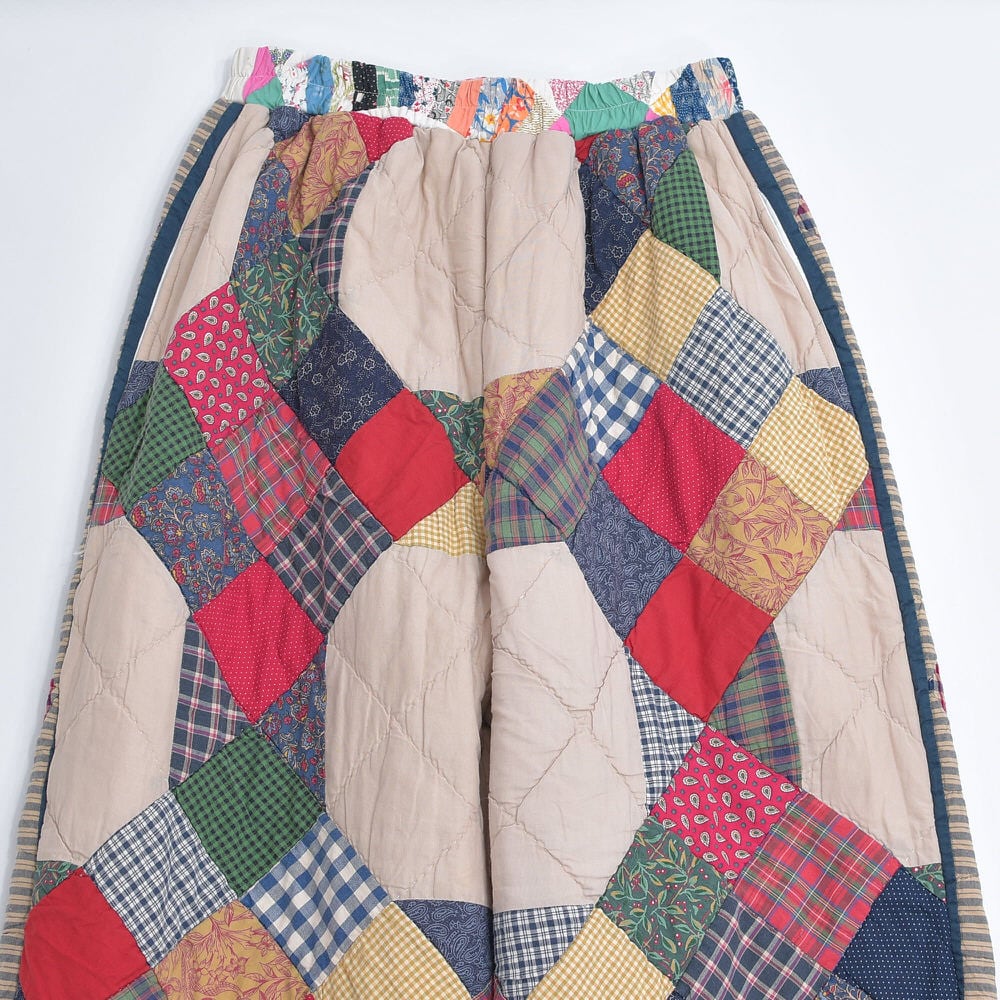 リメイク ヴィンテージ パッチワーク ワイドパンツ Remake リメイク ハンドメイド デザイン パッチワーク キルト
