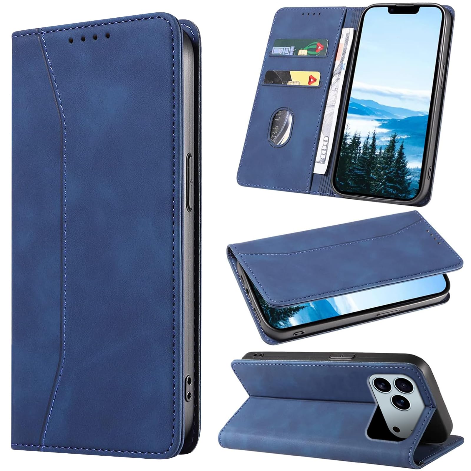 【Reddylin】 対応 iPhone 17 Pro ケース 手帳型 iphone17pro ケース 財布型 内蔵マグネット いphone17pro 携帯ケース iPhone17 Pro カバー 保護機能 手触りが良い 耐衝撃 アイフォン17プロケース タンド機能 簡単な操作 シンプルな美しさ,ロイヤルブルー