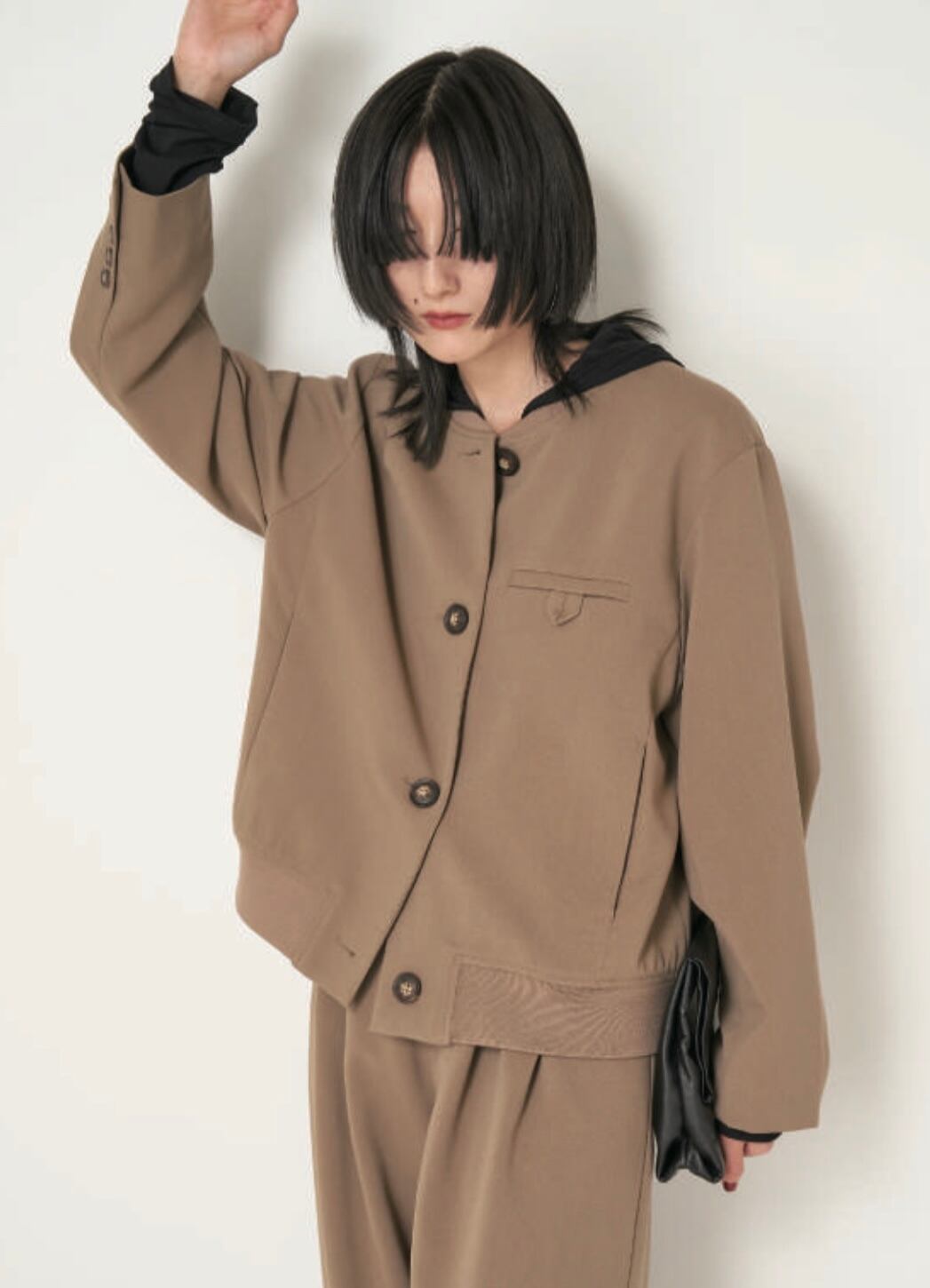 ジャケット・アウター Volume Collar Blouson agawd CLEL】Volume Highneck Short Padded Jacket/ボリュームハイネック
