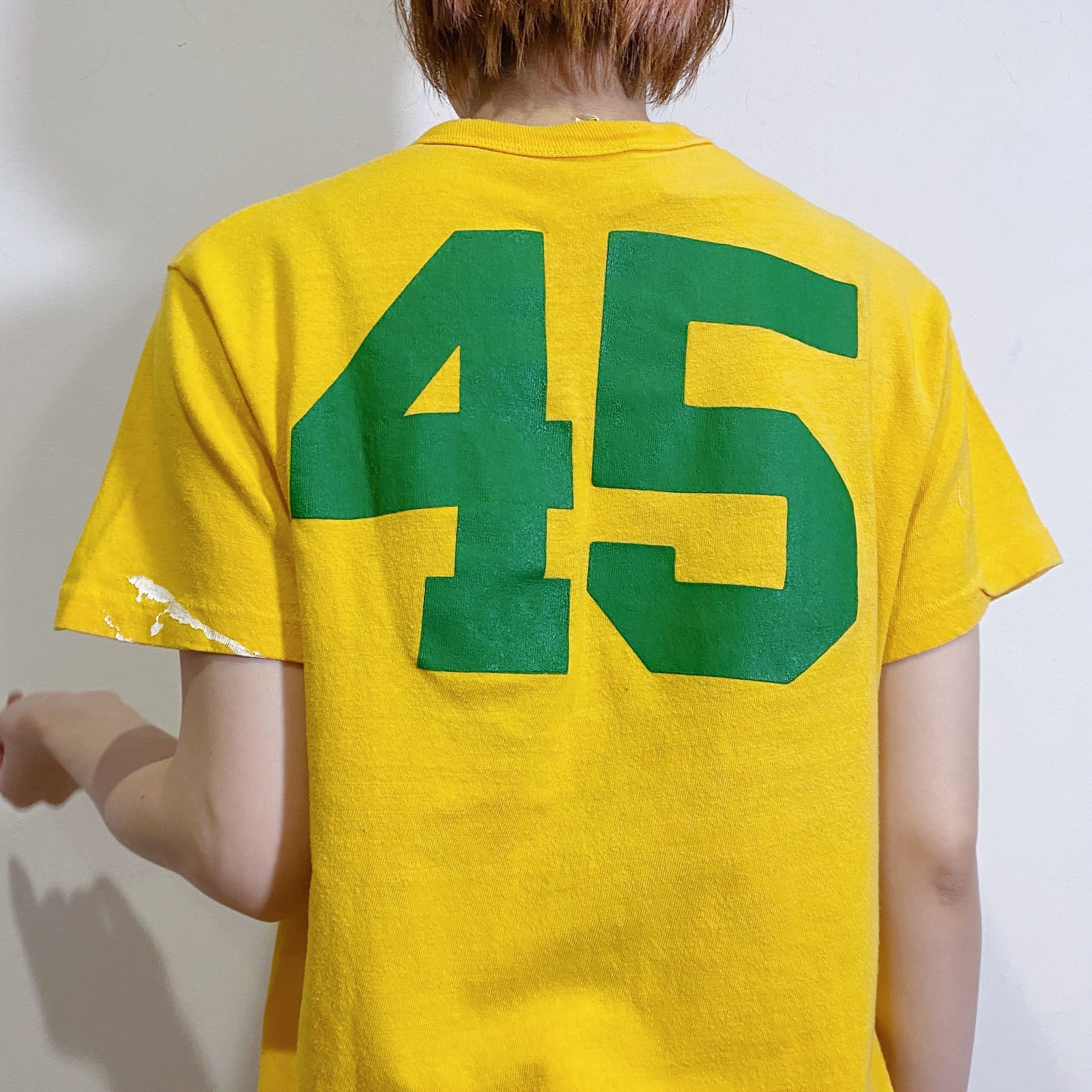 70s yellow and green numbering tee