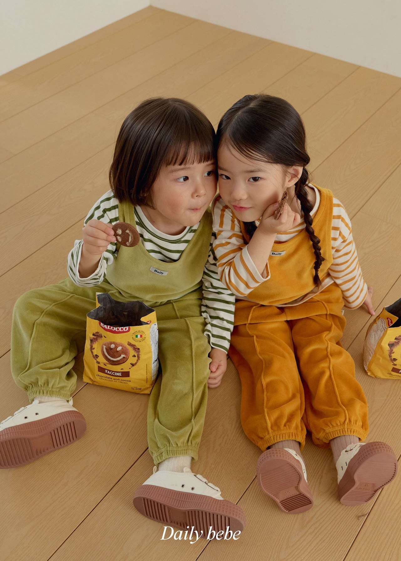 【取寄】Dailybebe ベロア セットアップ|秋服|韓国子供服|26/AT