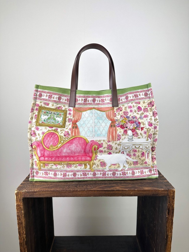 プリントボックストート【ルームピンク】