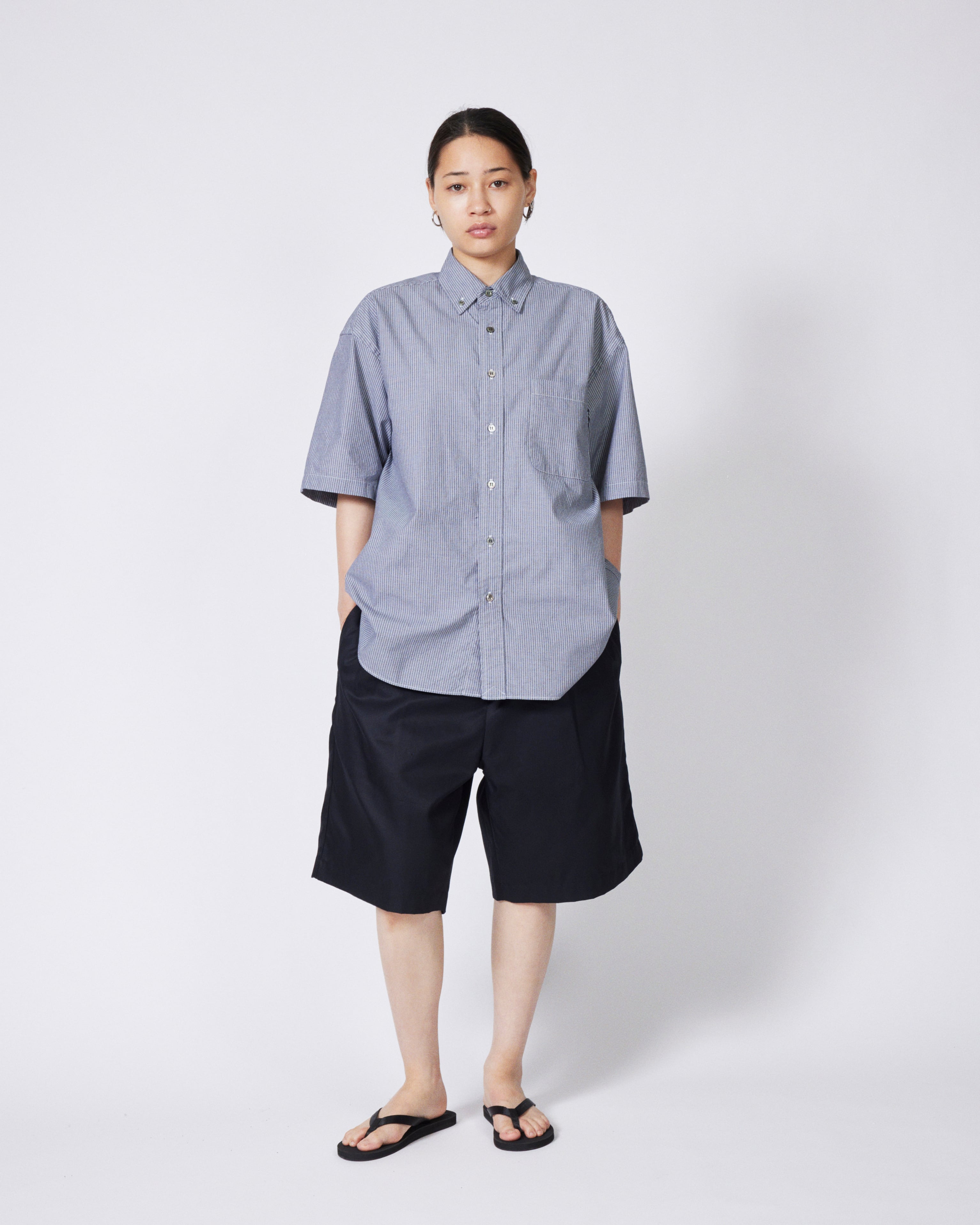 トップス oversized B D check short sleeve shirt everyone oversized B/D check short sleeve shirt (BLACK) | everyone