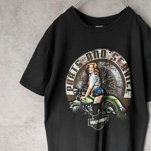 Harley-Davidson bike girl honolulu T-shirt size L 配送B