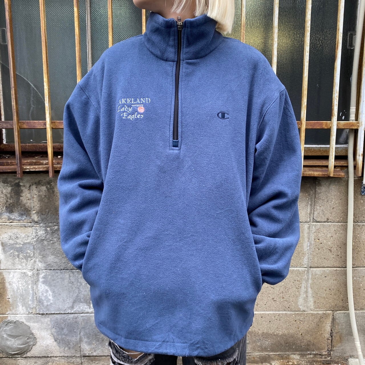 Champion チャンピオン ハーフジップ フリースジャケット メンズM ...