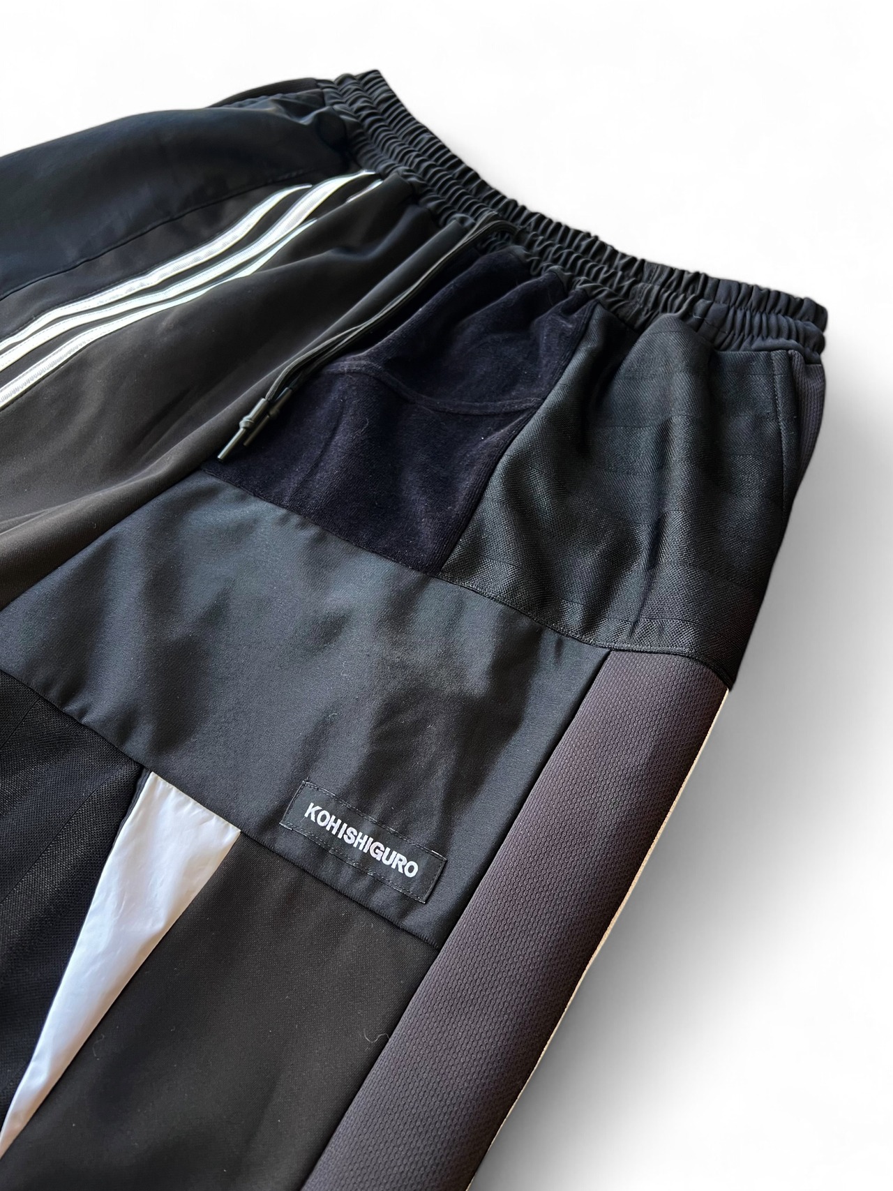 KOH ISHIGURO Upcycled Crazy Patchwork LINE wide pants -BLACK- Mens model - 5