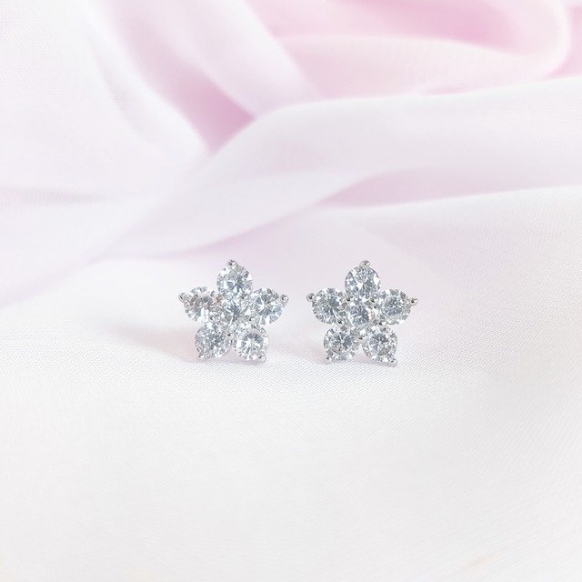 SMALL FLOWER CZ ピアス