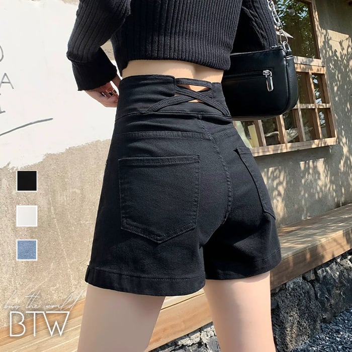 韓国レディースファッション】バックシャンハイウエストショートパンツ