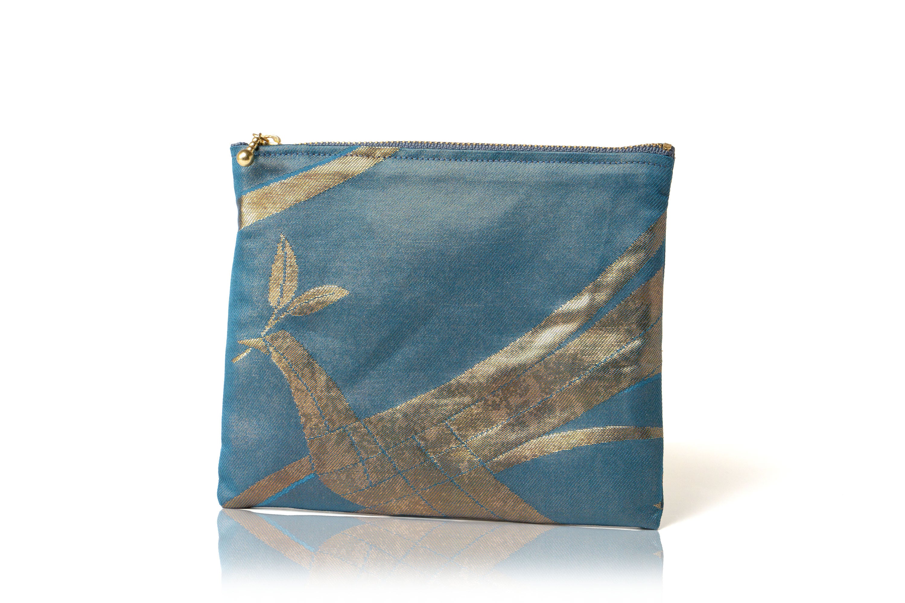 ポーチS/古代錦名古屋帯/瑞鳥/ブルー/OPS-NKOD-M67-C61-5