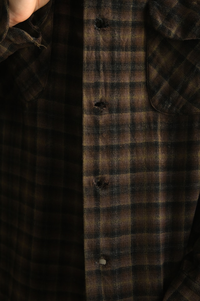 Utah/50's "PENDLETON" ombre check wool shirt