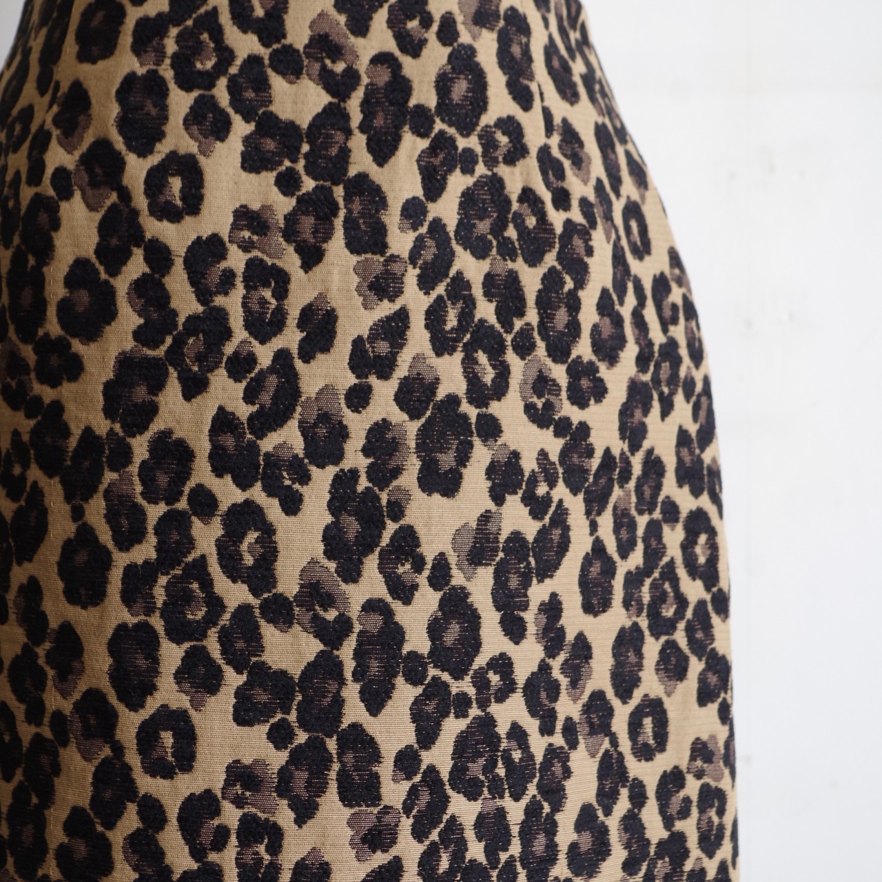 SINME レオパードスカート ベージュ×ブラック