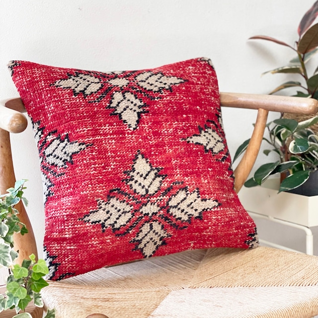 ヴィンテージラグクッションカバー vintage rug cushion cover * レッド&ホワイト red & white 40×40 [cs063]