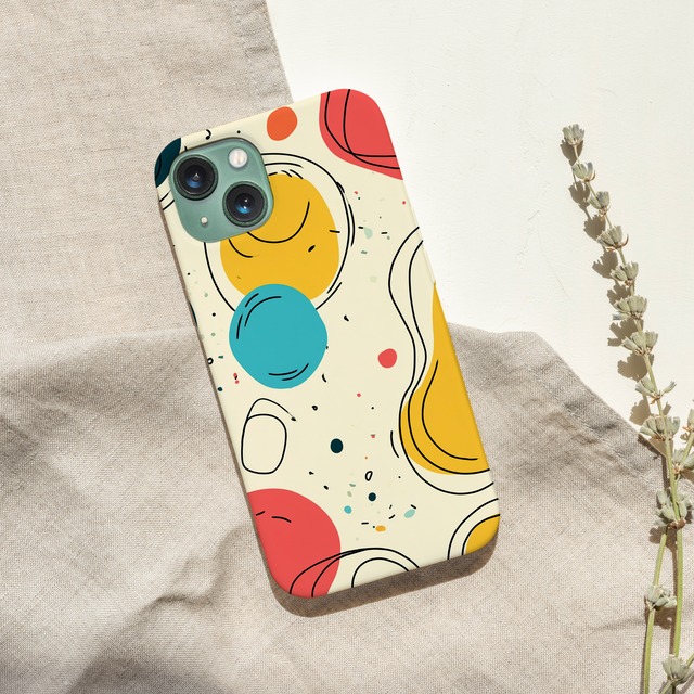 受注生産 iPhoneケース パステル丸の線画ポップ｜レトロポップ PABS045A