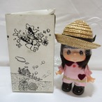 昭和レトロ　ドール　人形　ソフビ　麦わら　ピンク衣装　女の子