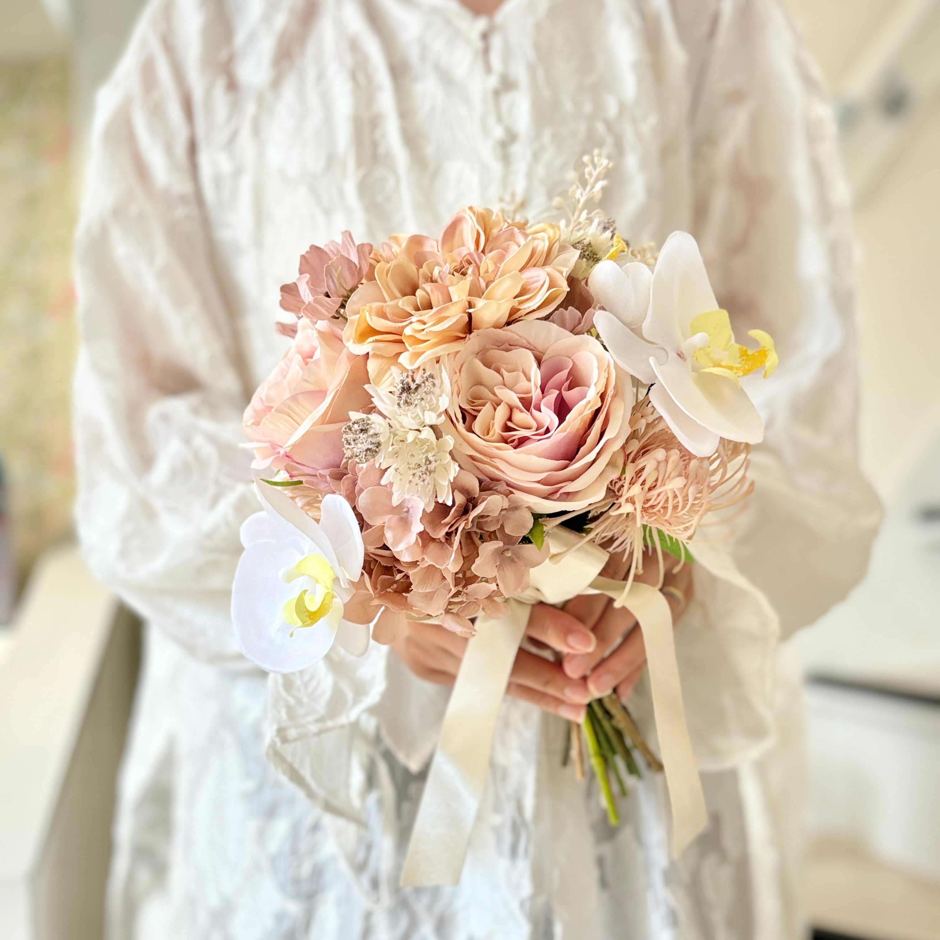 ウエディング　結婚式　ブーケ　ブートニアセット　フラワーブーケ　ピンク　造花 ピンク系 造花 結婚式 ウェディングブーケ ブートニアセット 【公式通販】