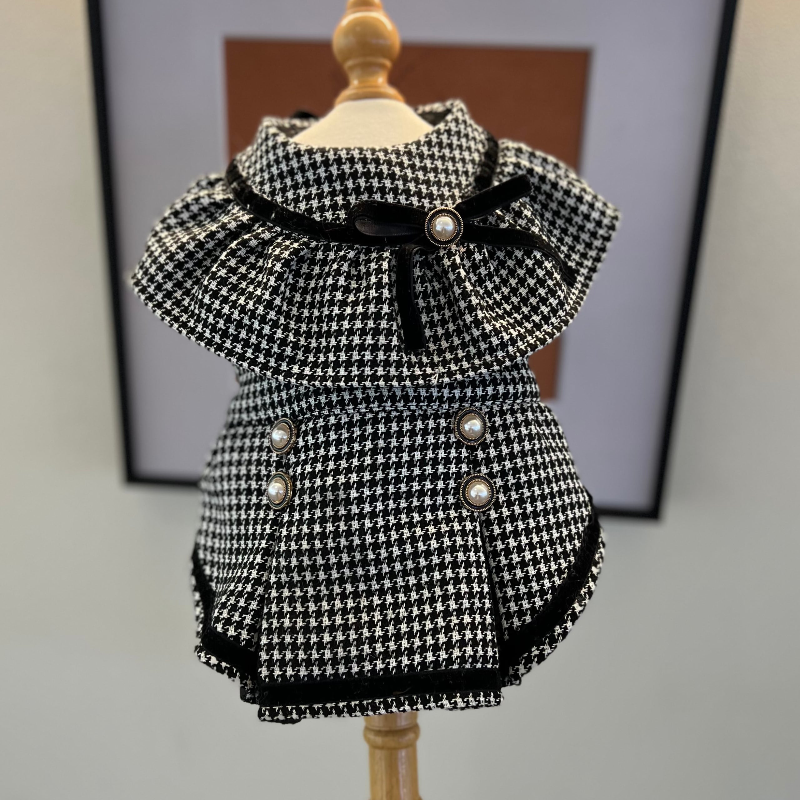 クラシックブラックツイードドレスコート 00798