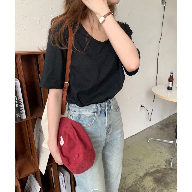 サマールーズトップス ベーシックカジュアルラウンドネックTシャツ 夏物 Oネック モンロー6197997263