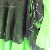 社交ダンス 衣装 スタンダード スカート レッスンウェア レディース 黒 黄緑 ラインストーン ブラック系 グリーン系 蛍光グリーン フリル スカート レディース用 ダンス用 ポリエステル ポリウレタン ウェア フリル付き 伸縮性 ラインストーン付き 社交ダンス衣装 ダンスウェア 緑 黒 フラフープ