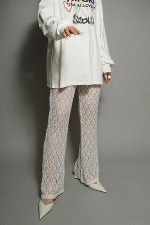 LACE FLARE PANTS (WHITE) 2302-12-39
