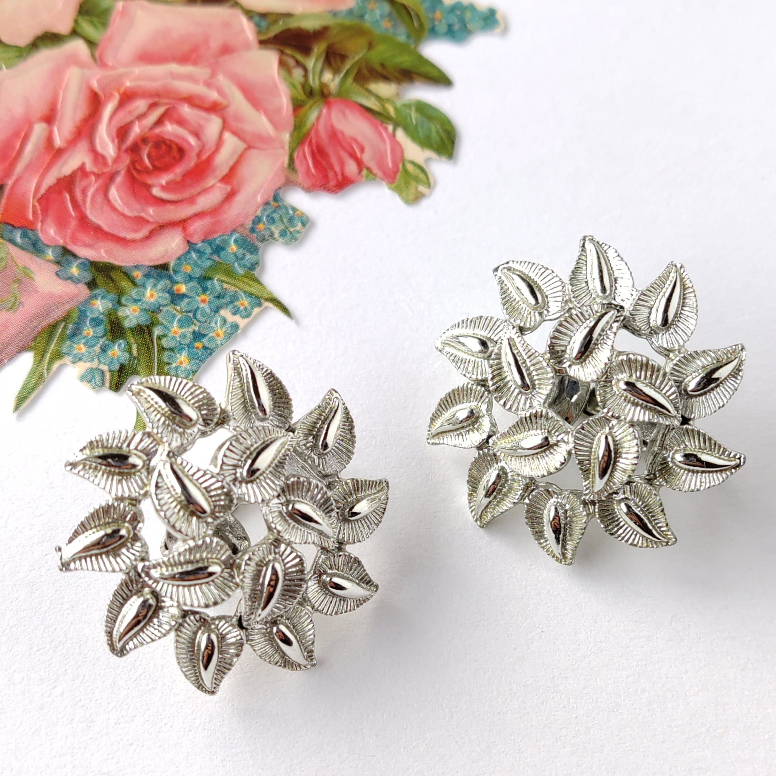 Coro》 silver leaf flower vintage earrings コロ ヴィンテージイヤリング delightful kicky  uni vintageshop