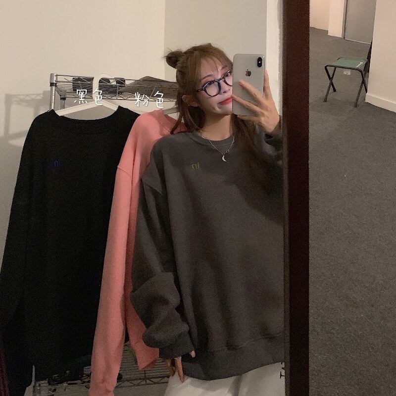 ルーズカジュアル刺繍ラウンドネックベルベットプルオーバー セーター レディースオータムウィンター ロング 秋物 冬物 Oネック YY-ファッション8554208473