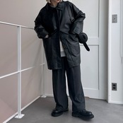 【受注販売】レザーライクオーバーJK/ブラック