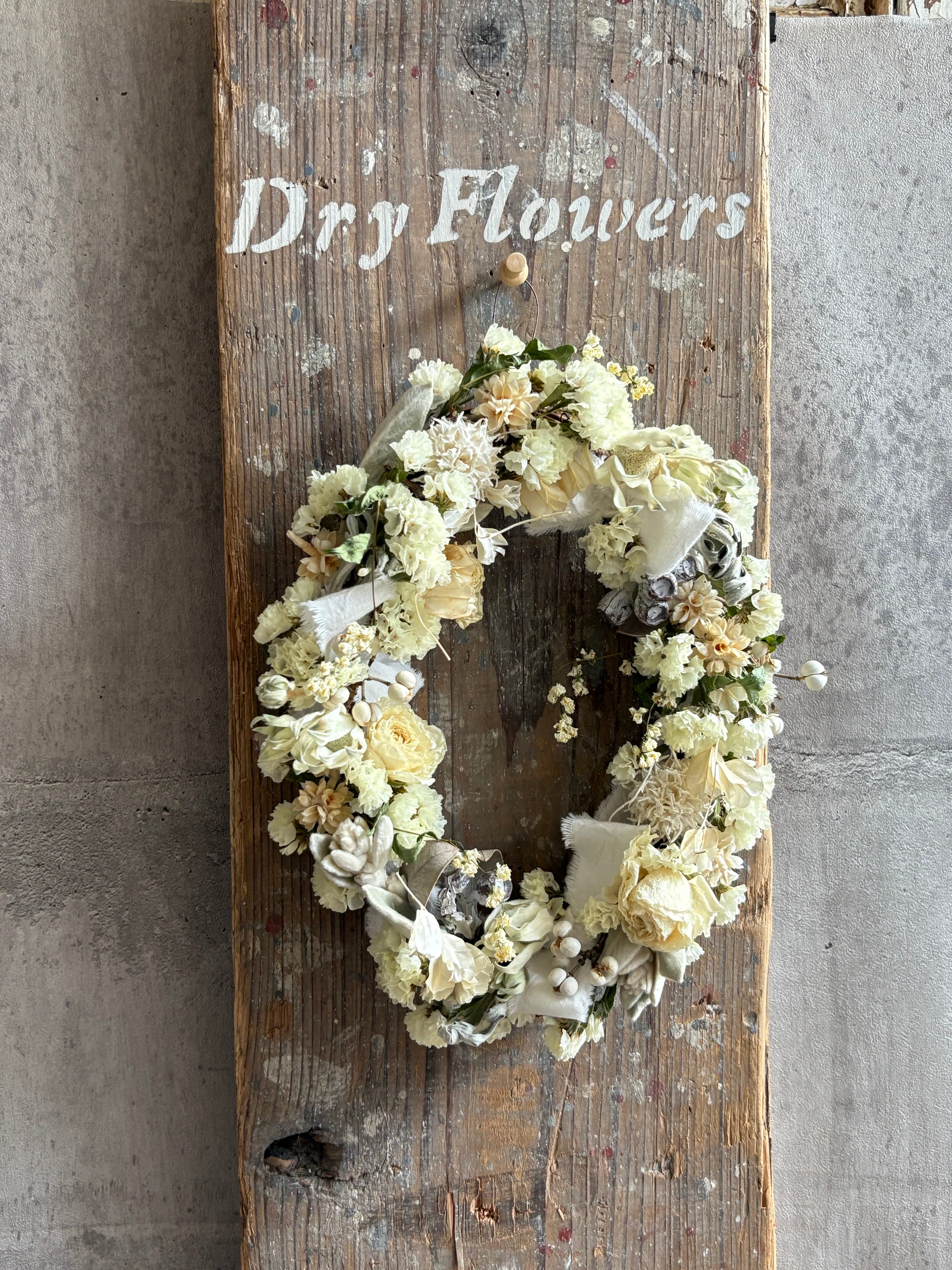 受注制作】白いオーバルリース | kinote dried flowers