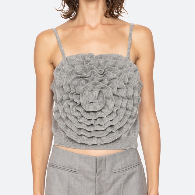 SEA NY　MINETTE FLOWER CAMISOLE TOP　GREY