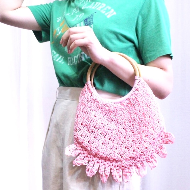 手編みバッグ　ピンク【541】