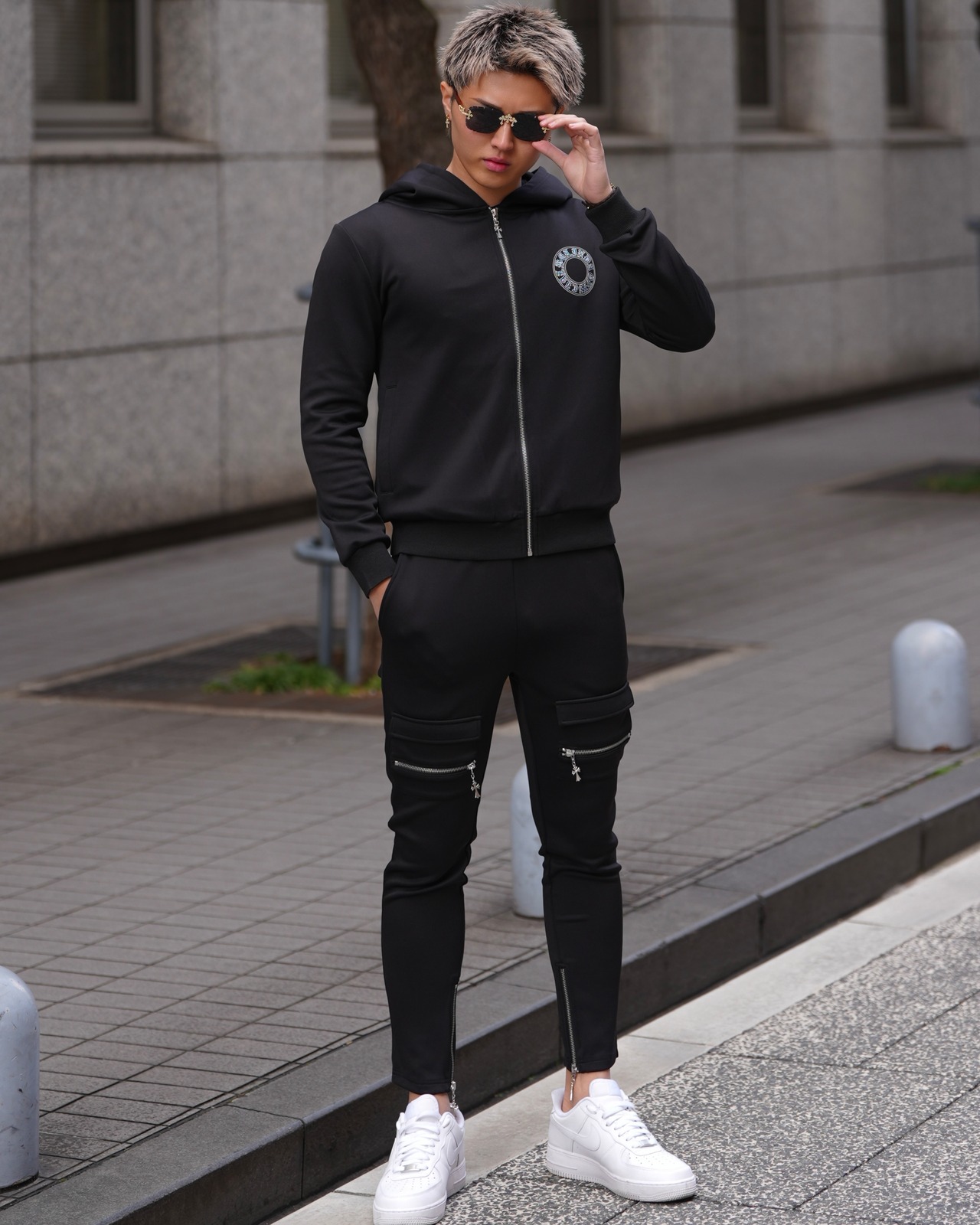 BELINDA CROSS CHARM ZIP JACKET BLACK×SILVER【BB25035】