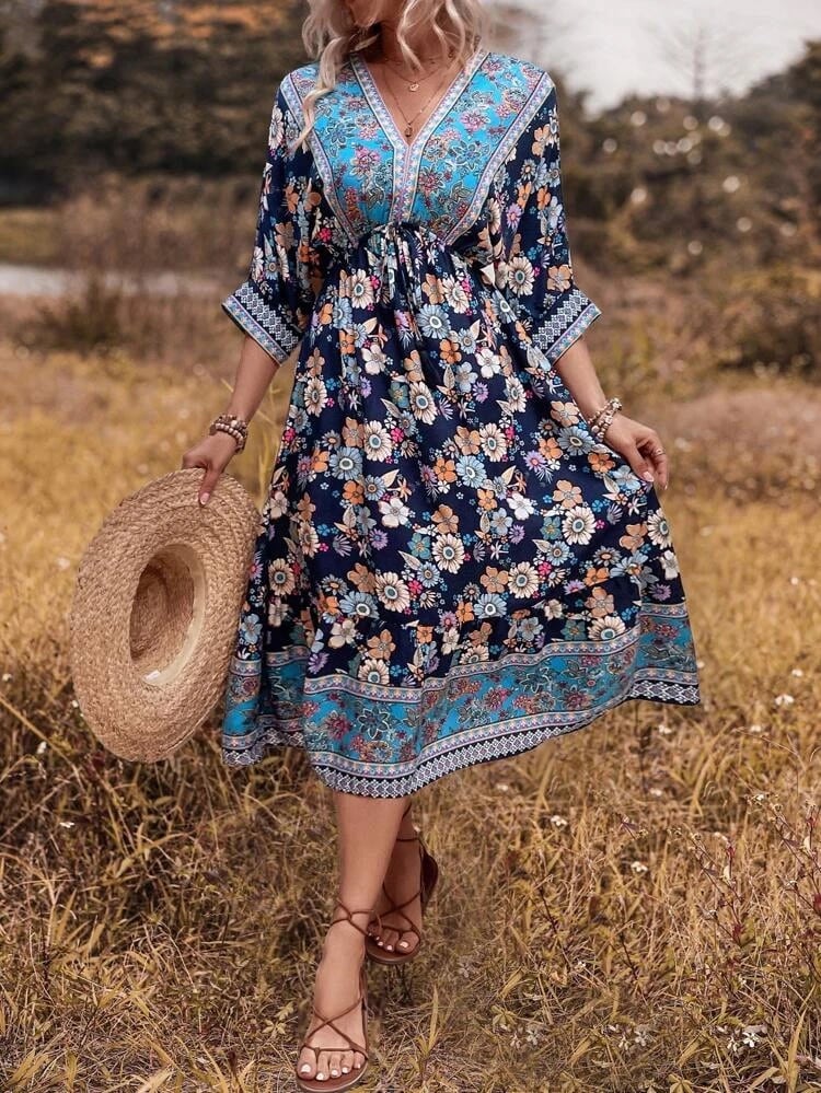 一点物【即納】ミモレ丈ワンピース ロングワンピ ボヘミアン boho