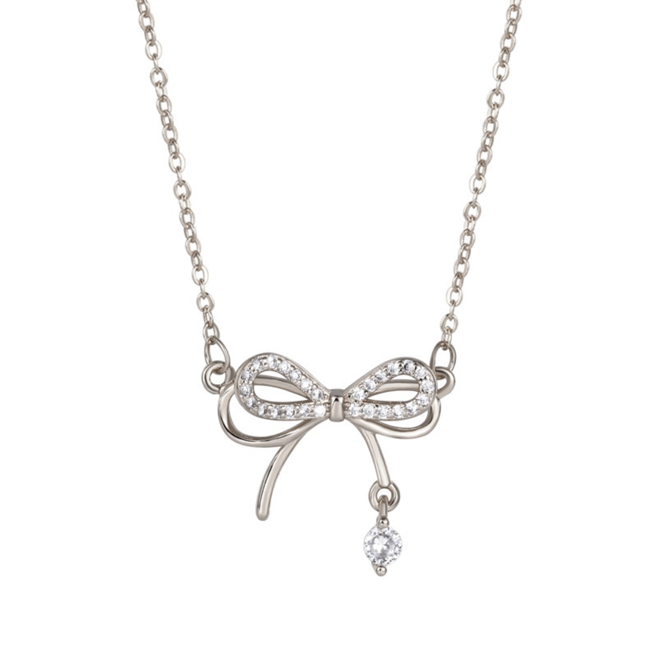 おしゃれ キラキラ リボン 雫 ネックレス - 2