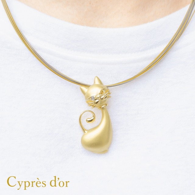 ※オーダー品【MONA LISA CAT】シルバー 金メッキ キャットジュエリー 猫ジュエリー モナリザキャット オッドアイ シルバーペンダント ネックレス silver ブルートパーズ シトリン 宝石 普段使い お洒落