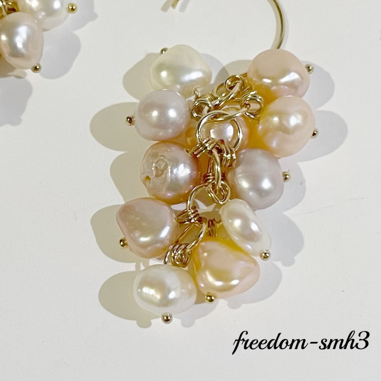 K14GF淡水パールのじゃらじゃらピアス | freedom-smh3 