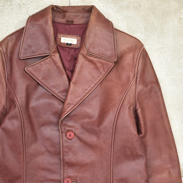 Napoleon collar leather single jacket
