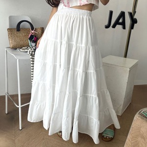 ティアードスカート ロング レディース 春夏秋 韓国 きれいめ 大人 かわいい おしゃれ マキシ丈 ゆったり ハイウエスト 体型カバー ロングスカート 大人可愛い 大人女子 [LS-CFK012]