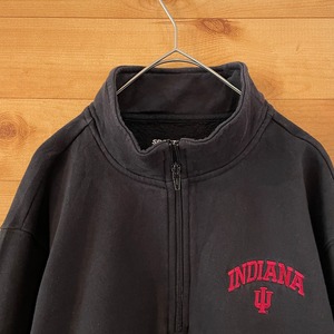 【SPORT-TEK】カレッジ インディアナ大学 ハーフジップ スウェット トレーナー Indiana University system 刺繍ロゴ L US古着