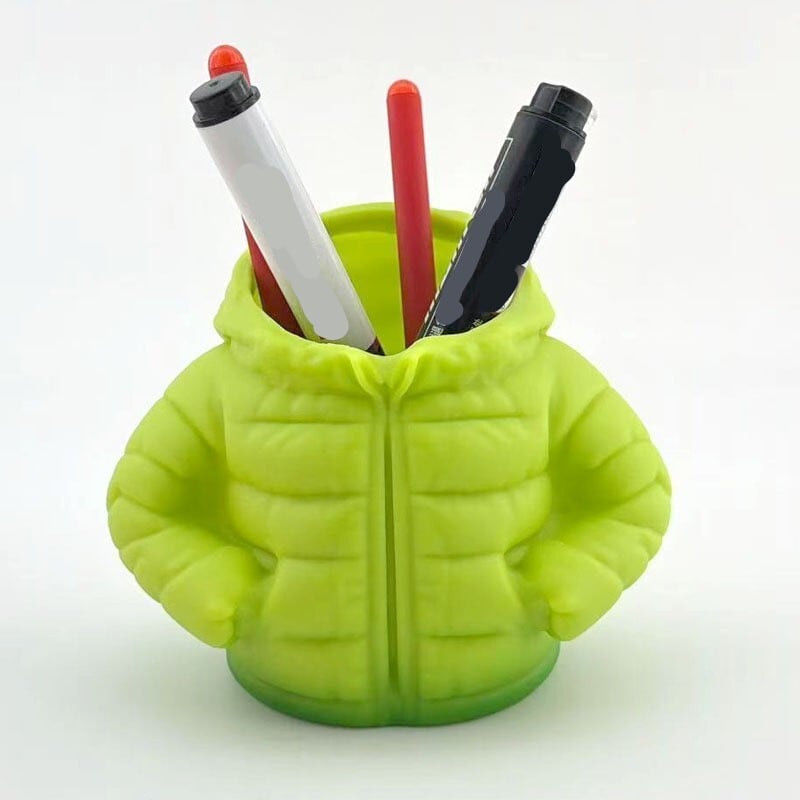 ペン立て ダウンジャケット型 ポップ おしゃれ かわいい インテリア ペン ホルダー 小物入れ デスク ポット ギフト プレゼント 白 グリーン ホワイト オレンジ