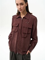 Slight Vogue Matte Cupro Military Zip Shirt