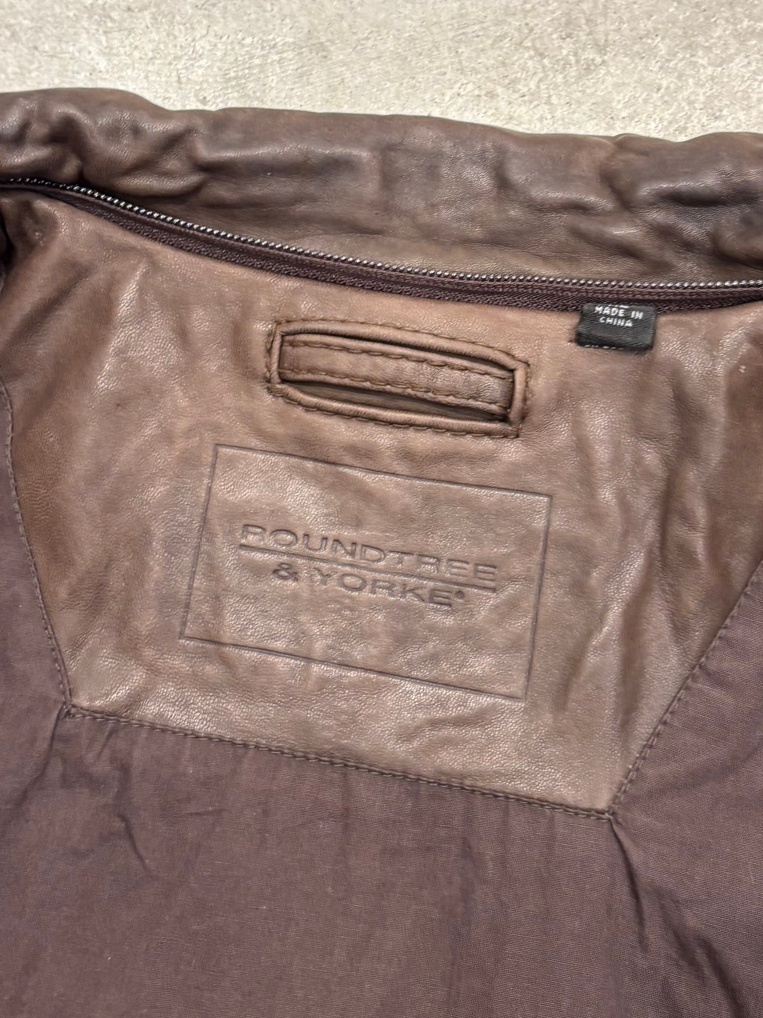 ROUNDTREE & YORKE” High Neck Leather Jacket | RENGA CLOTHING STORE