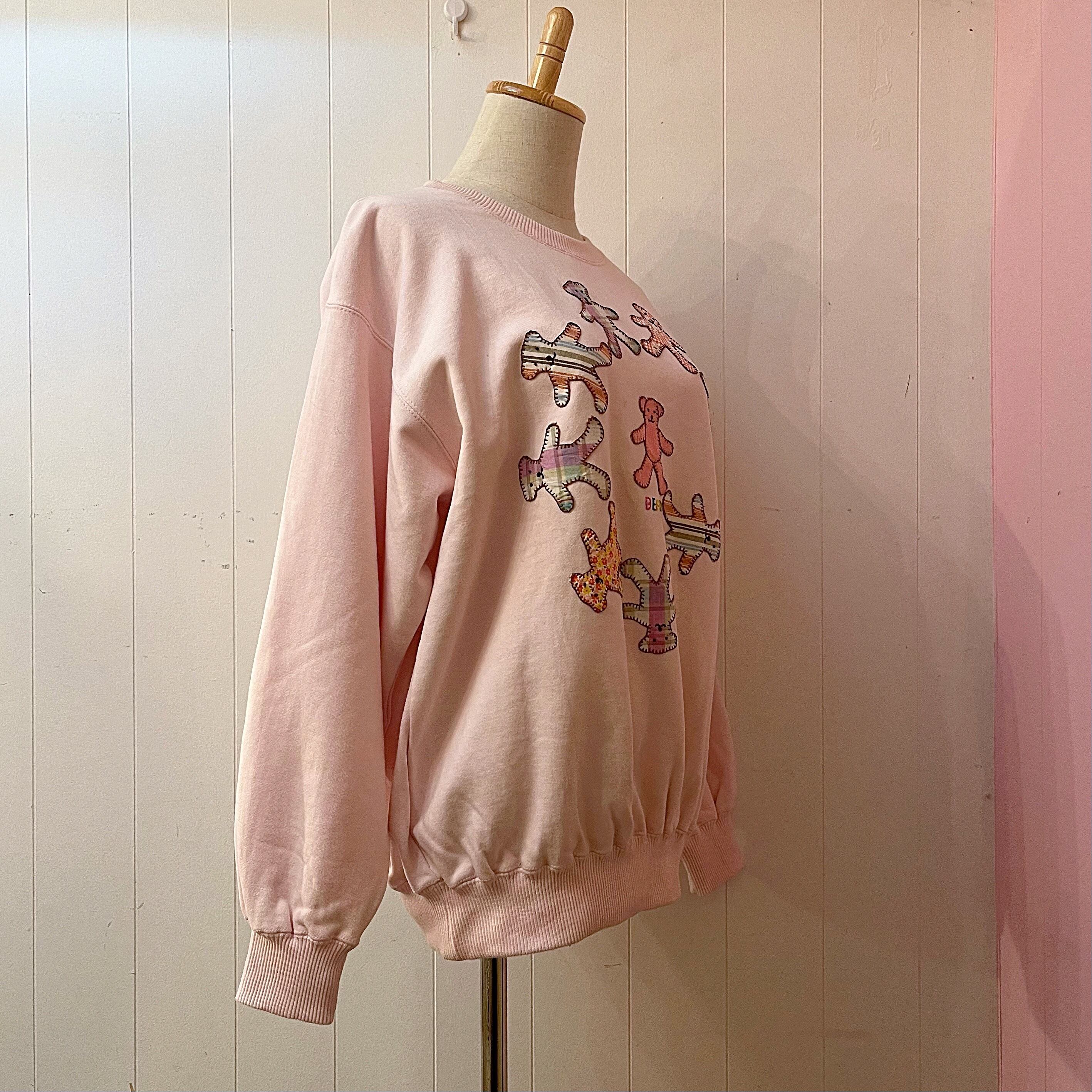 bear patchwork pink sweat