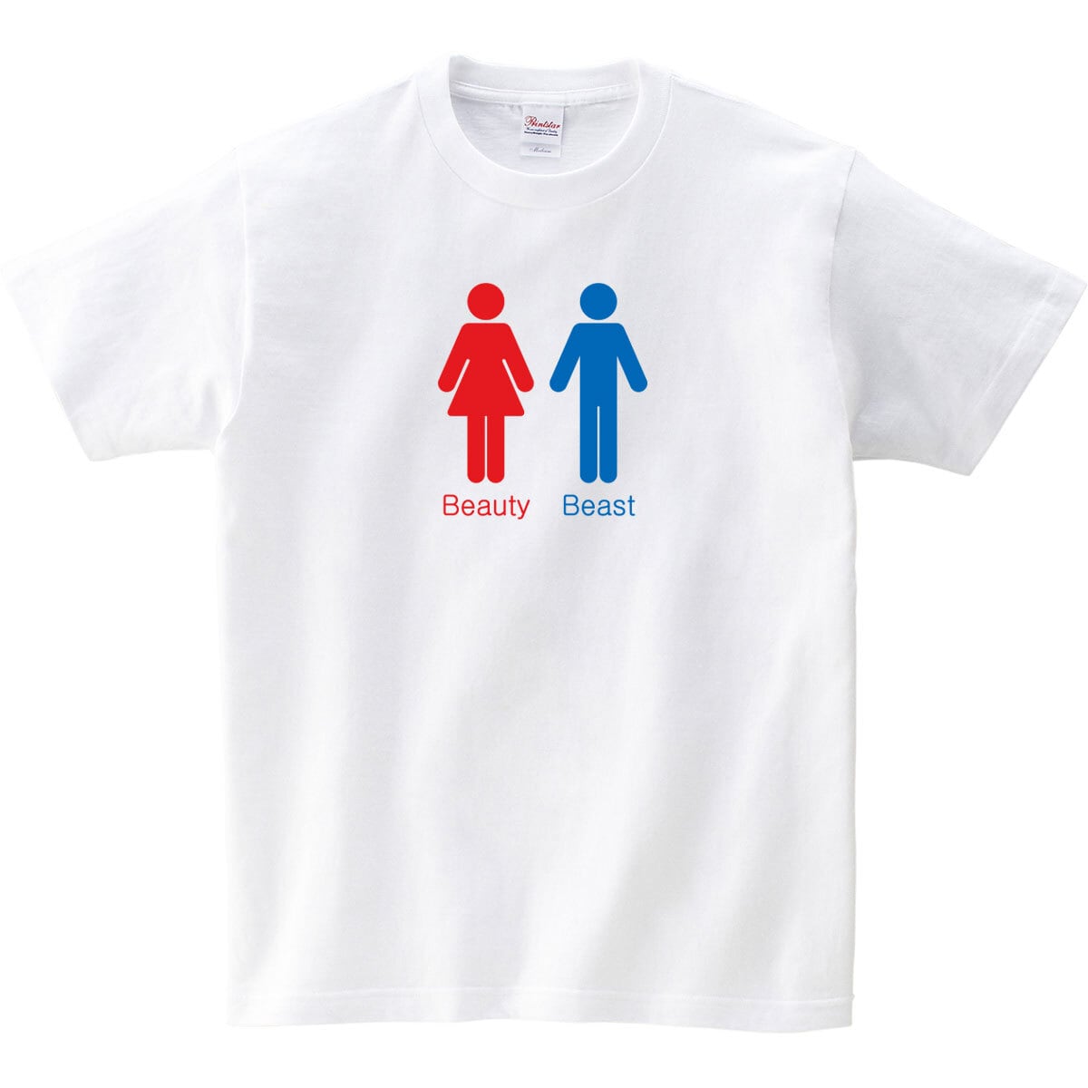 美女と野獣 おもしろ Tシャツ os29 トイレマーク  MEN WOMEN Beauty Beast